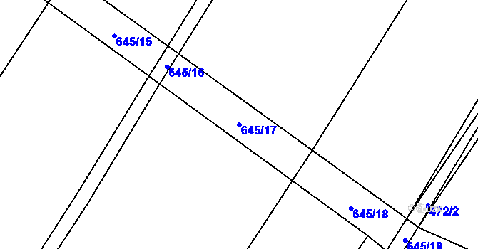 Parcela st. 645/17 v KÚ Hrobičany, Katastrální mapa