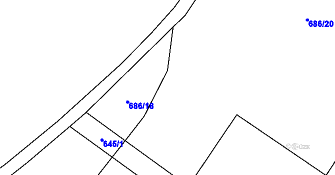 Parcela st. 686/19 v KÚ Hrobičany, Katastrální mapa