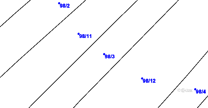 Parcela st. 98/3 v KÚ Hrobičany, Katastrální mapa
