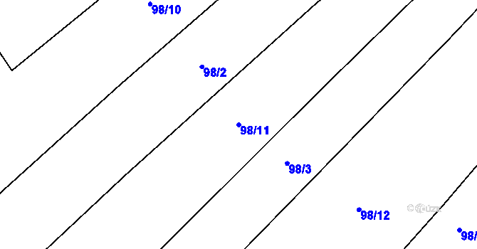Parcela st. 98/11 v KÚ Hrobičany, Katastrální mapa