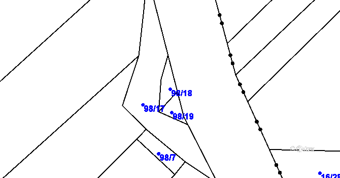 Parcela st. 98/18 v KÚ Hrobičany, Katastrální mapa