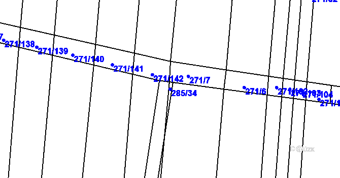Parcela st. 285/34 v KÚ Hrobičany, Katastrální mapa