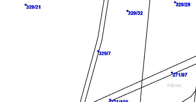 Parcela st. 329/7 v KÚ Hrobičany, Katastrální mapa