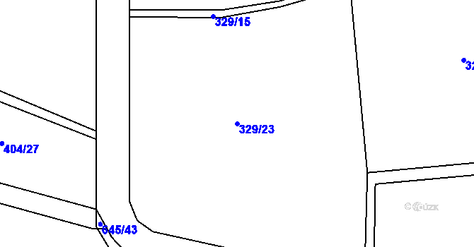 Parcela st. 329/23 v KÚ Hrobičany, Katastrální mapa