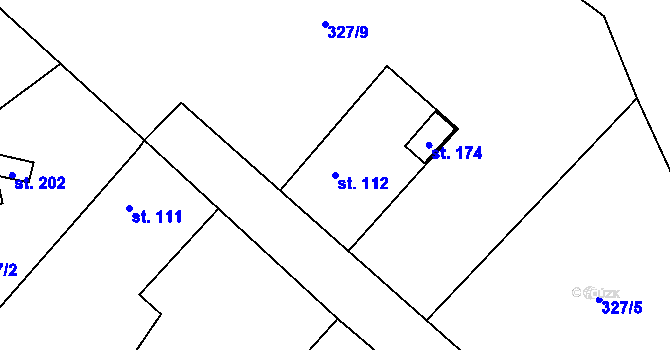 Parcela st. 112 v KÚ Sběř, Katastrální mapa