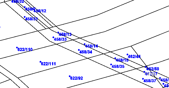 Parcela st. 458/14 v KÚ Sběř, Katastrální mapa