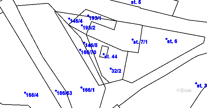 Parcela st. 44 v KÚ Velešice, Katastrální mapa