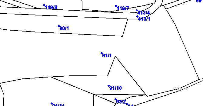 Parcela st. 91/1 v KÚ Biskoupky, Katastrální mapa