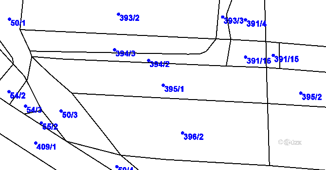 Parcela st. 395/1 v KÚ Biskoupky, Katastrální mapa