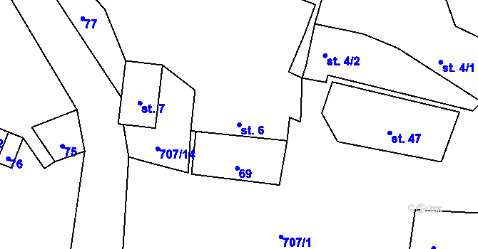 Parcela st. 6 v KÚ Sebečice, Katastrální mapa