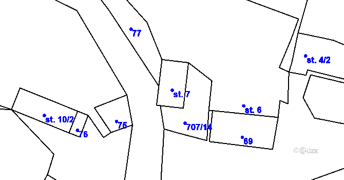 Parcela st. 7 v KÚ Sebečice, Katastrální mapa