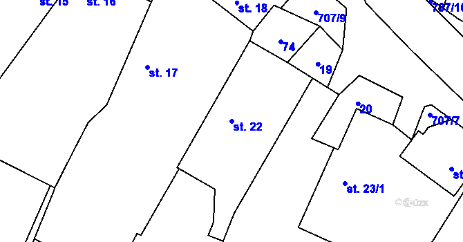 Parcela st. 22 v KÚ Sebečice, Katastrální mapa