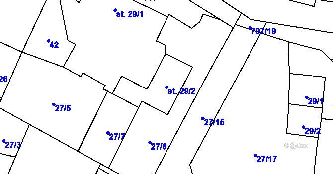Parcela st. 29/2 v KÚ Sebečice, Katastrální mapa