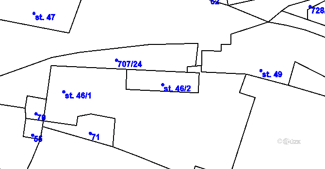 Parcela st. 46/2 v KÚ Sebečice, Katastrální mapa