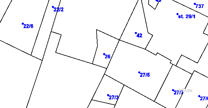 Parcela st. 26 v KÚ Sebečice, Katastrální mapa