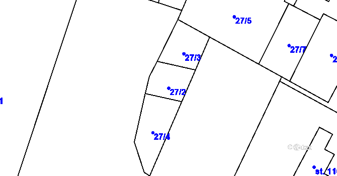 Parcela st. 27/2 v KÚ Sebečice, Katastrální mapa