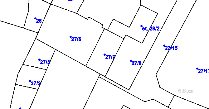 Parcela st. 27/7 v KÚ Sebečice, Katastrální mapa