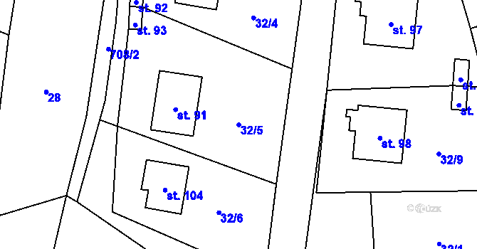 Parcela st. 32/5 v KÚ Sebečice, Katastrální mapa