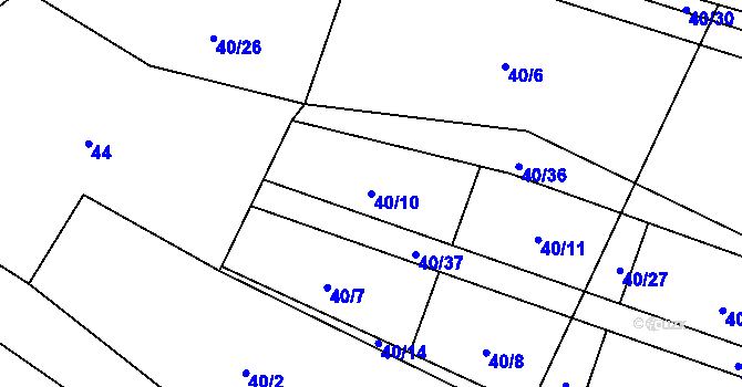 Parcela st. 40/10 v KÚ Sebečice, Katastrální mapa