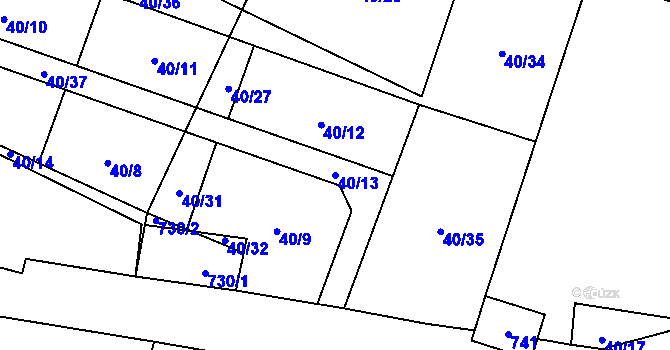 Parcela st. 40/13 v KÚ Sebečice, Katastrální mapa