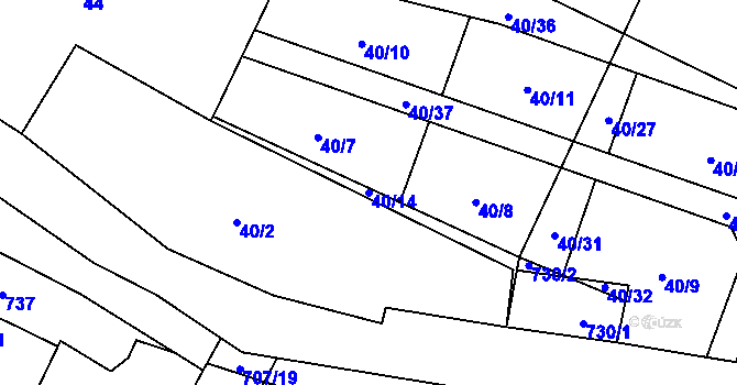 Parcela st. 40/14 v KÚ Sebečice, Katastrální mapa