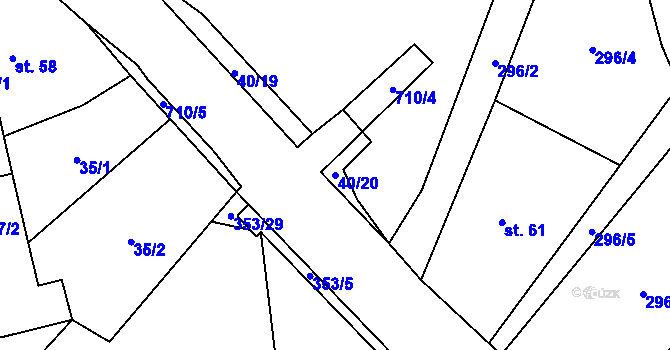 Parcela st. 40/20 v KÚ Sebečice, Katastrální mapa