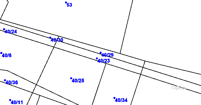 Parcela st. 40/29 v KÚ Sebečice, Katastrální mapa
