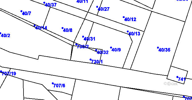 Parcela st. 40/32 v KÚ Sebečice, Katastrální mapa