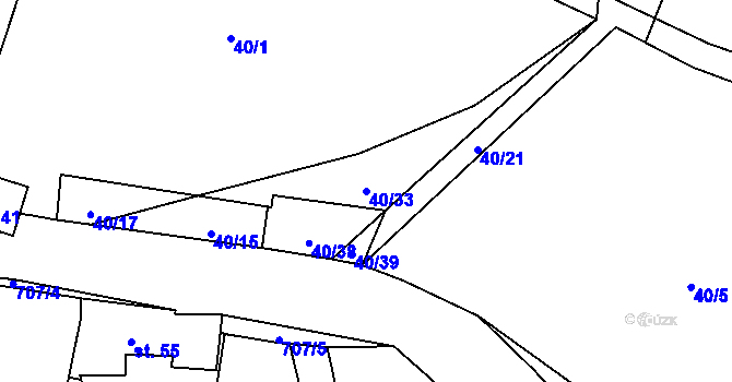 Parcela st. 40/33 v KÚ Sebečice, Katastrální mapa