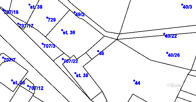 Parcela st. 46 v KÚ Sebečice, Katastrální mapa