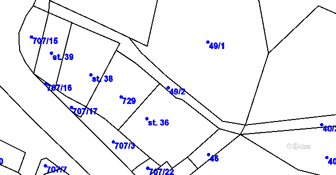 Parcela st. 49/2 v KÚ Sebečice, Katastrální mapa