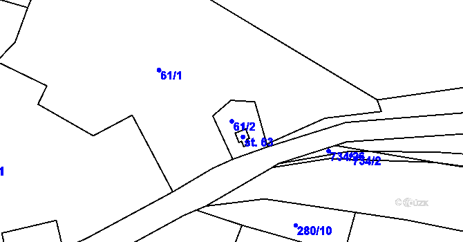Parcela st. 61/2 v KÚ Sebečice, Katastrální mapa