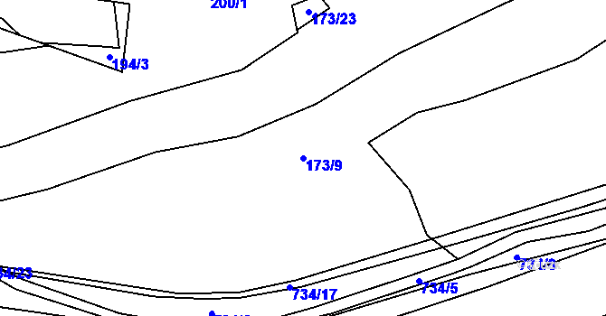 Parcela st. 173/9 v KÚ Sebečice, Katastrální mapa