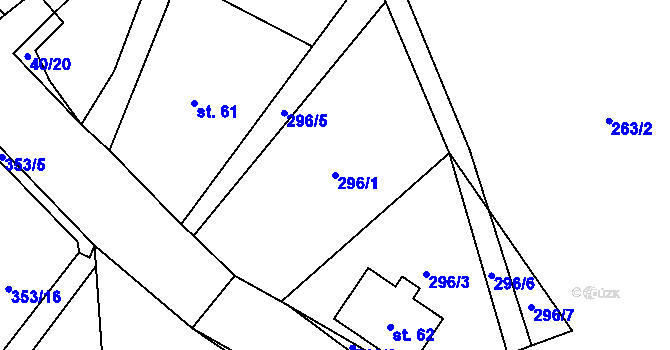 Parcela st. 296/1 v KÚ Sebečice, Katastrální mapa