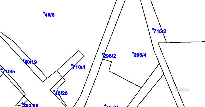 Parcela st. 296/2 v KÚ Sebečice, Katastrální mapa