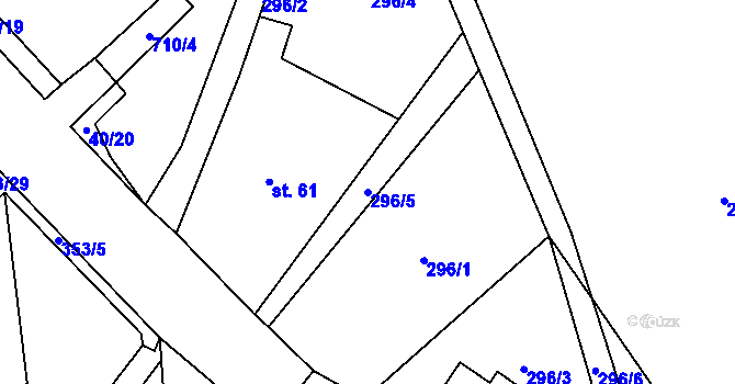 Parcela st. 296/5 v KÚ Sebečice, Katastrální mapa