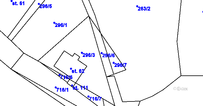 Parcela st. 296/6 v KÚ Sebečice, Katastrální mapa