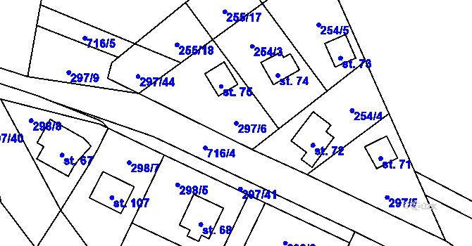Parcela st. 297/6 v KÚ Sebečice, Katastrální mapa