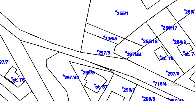 Parcela st. 297/9 v KÚ Sebečice, Katastrální mapa