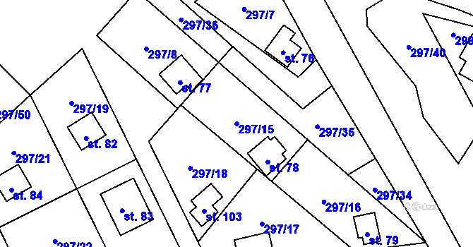 Parcela st. 297/15 v KÚ Sebečice, Katastrální mapa