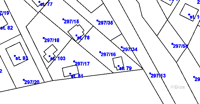 Parcela st. 297/16 v KÚ Sebečice, Katastrální mapa
