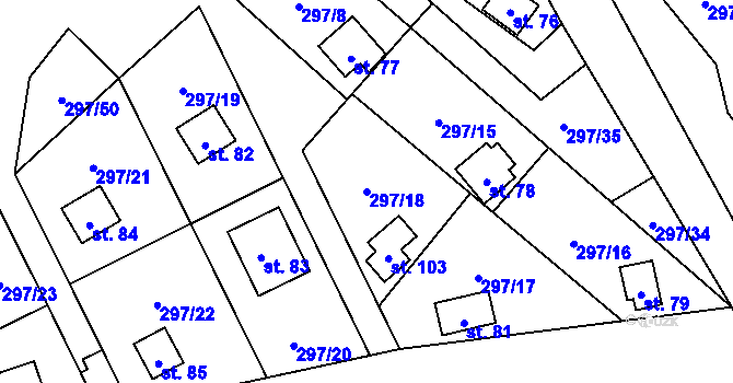 Parcela st. 297/18 v KÚ Sebečice, Katastrální mapa