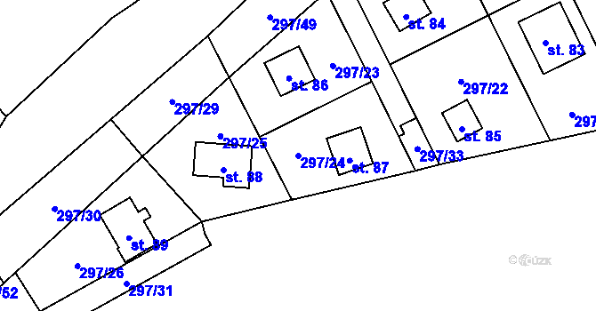 Parcela st. 297/24 v KÚ Sebečice, Katastrální mapa