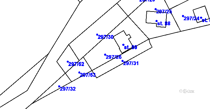 Parcela st. 297/26 v KÚ Sebečice, Katastrální mapa
