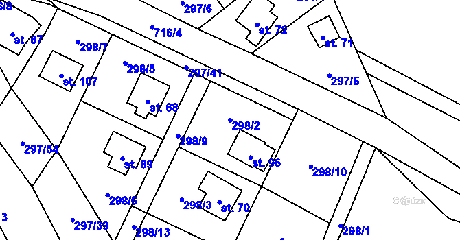 Parcela st. 298/2 v KÚ Sebečice, Katastrální mapa