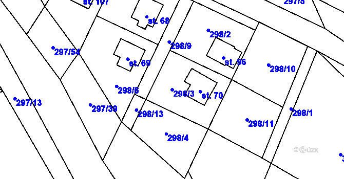 Parcela st. 298/3 v KÚ Sebečice, Katastrální mapa