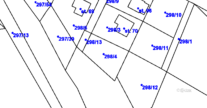 Parcela st. 298/4 v KÚ Sebečice, Katastrální mapa