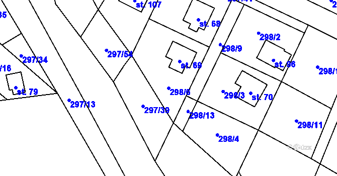 Parcela st. 298/6 v KÚ Sebečice, Katastrální mapa
