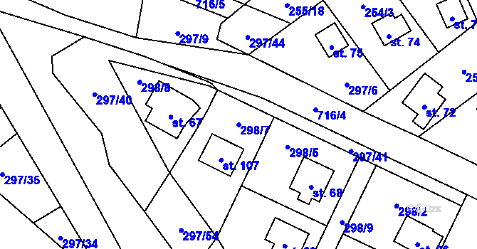 Parcela st. 298/7 v KÚ Sebečice, Katastrální mapa