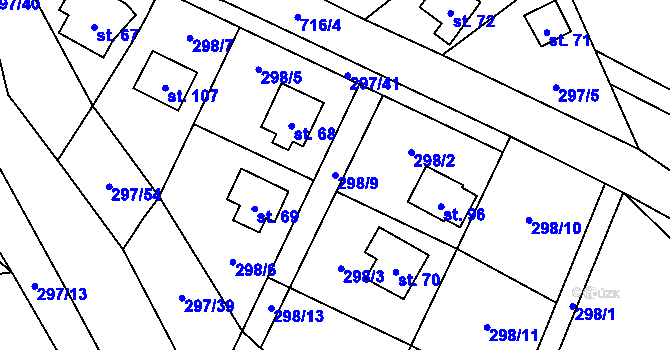 Parcela st. 298/9 v KÚ Sebečice, Katastrální mapa